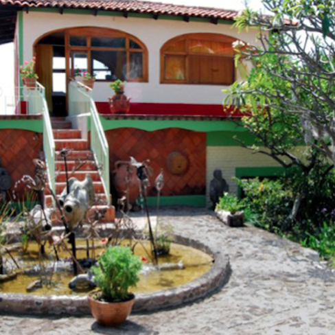 fountain and charming little building at the Villa Bordeaux