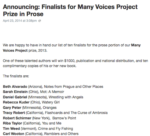 Facebook announcement of the MVP finalists