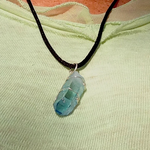 auqua aura pendant on black cord