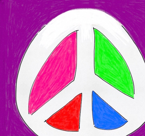 colorful drawing of a peace sign